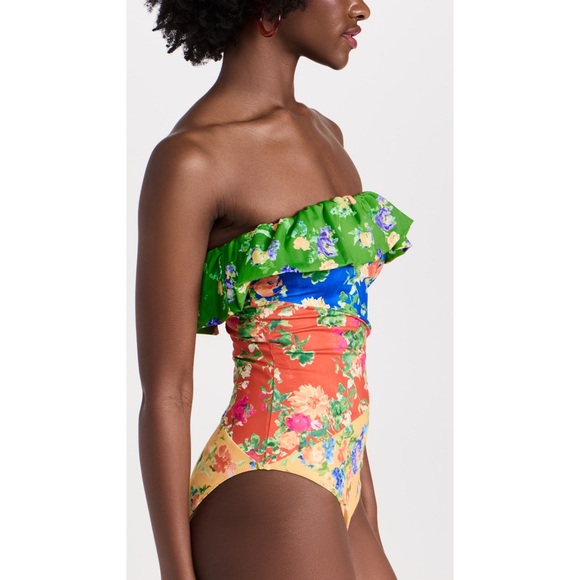 💐 Caroline Constas, Radiant Floral Colorblock Marisol One Piece Swimsuit - Picture 3 of 16